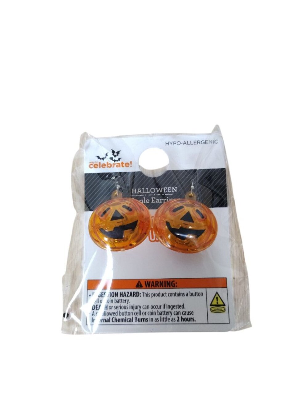 Way To Celebrate Halloween Light Up Pumpkin Jack O Lantern Dangle Earrings